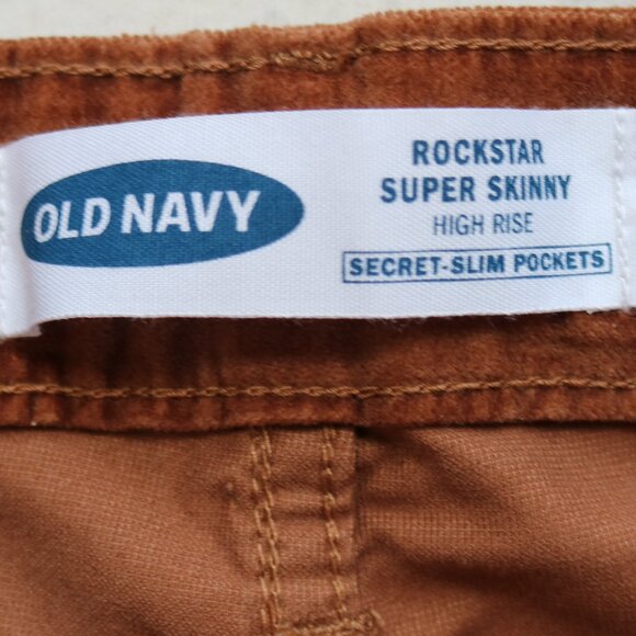 Old Navy Caramel Stretch Velvet Rock Star Super Skinny High Rise Pants Sz 14 - Picture 4 of 5